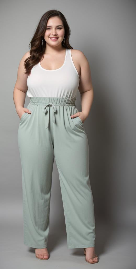 Ruka Joes Sage Green Wide-Leg Jumpsuit with Crisscross Back